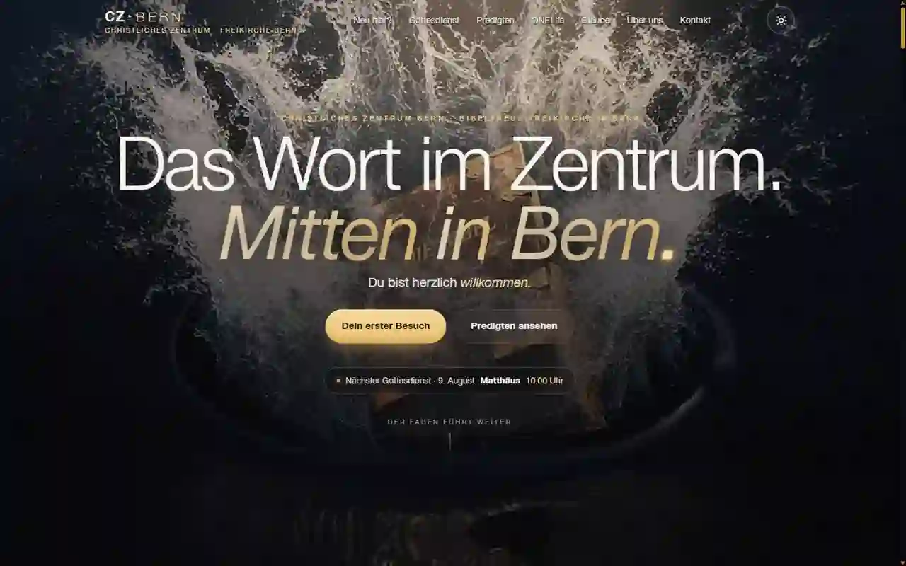 Startseite von czbern.ch auf einem Laptop