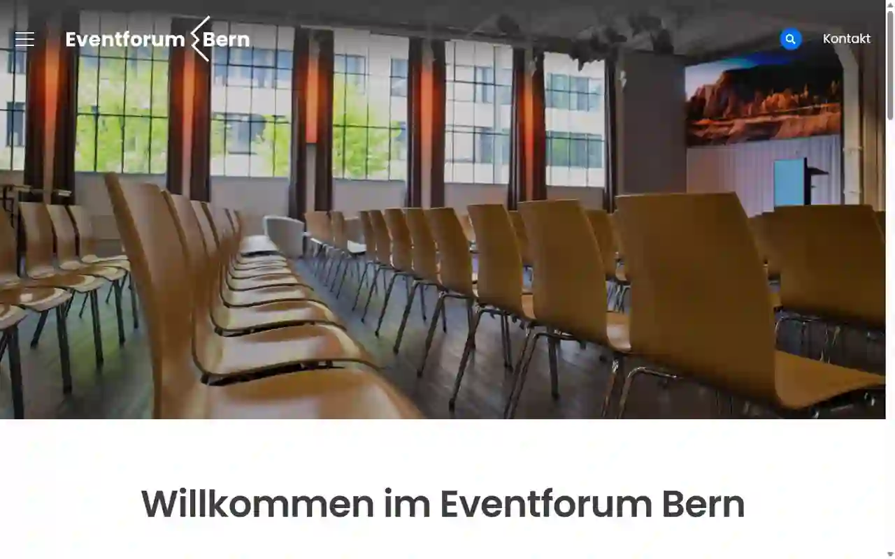 Startseite von eventforumbern.ch auf einem Laptop